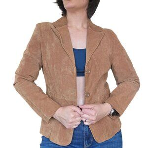 Vintage Hypo Active Light Brown Suede Leather Blazer Jacket Women's Size Large